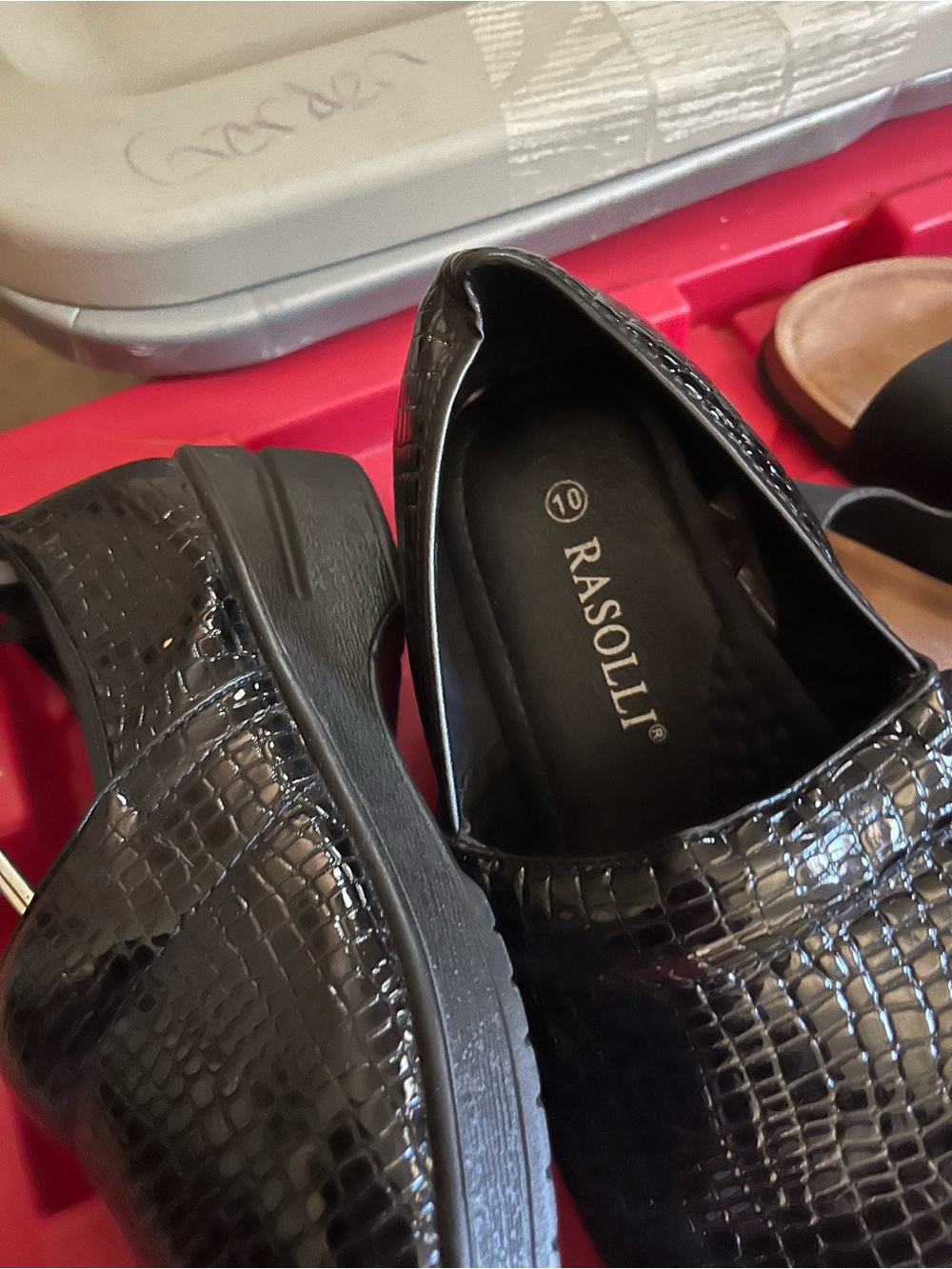 Rasolli Black Croc-Embossed Slip-On Loafers